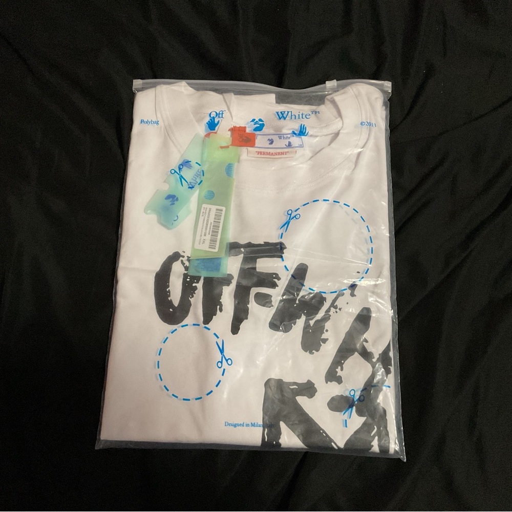 Off-White White and Black Short Sleeve Tee